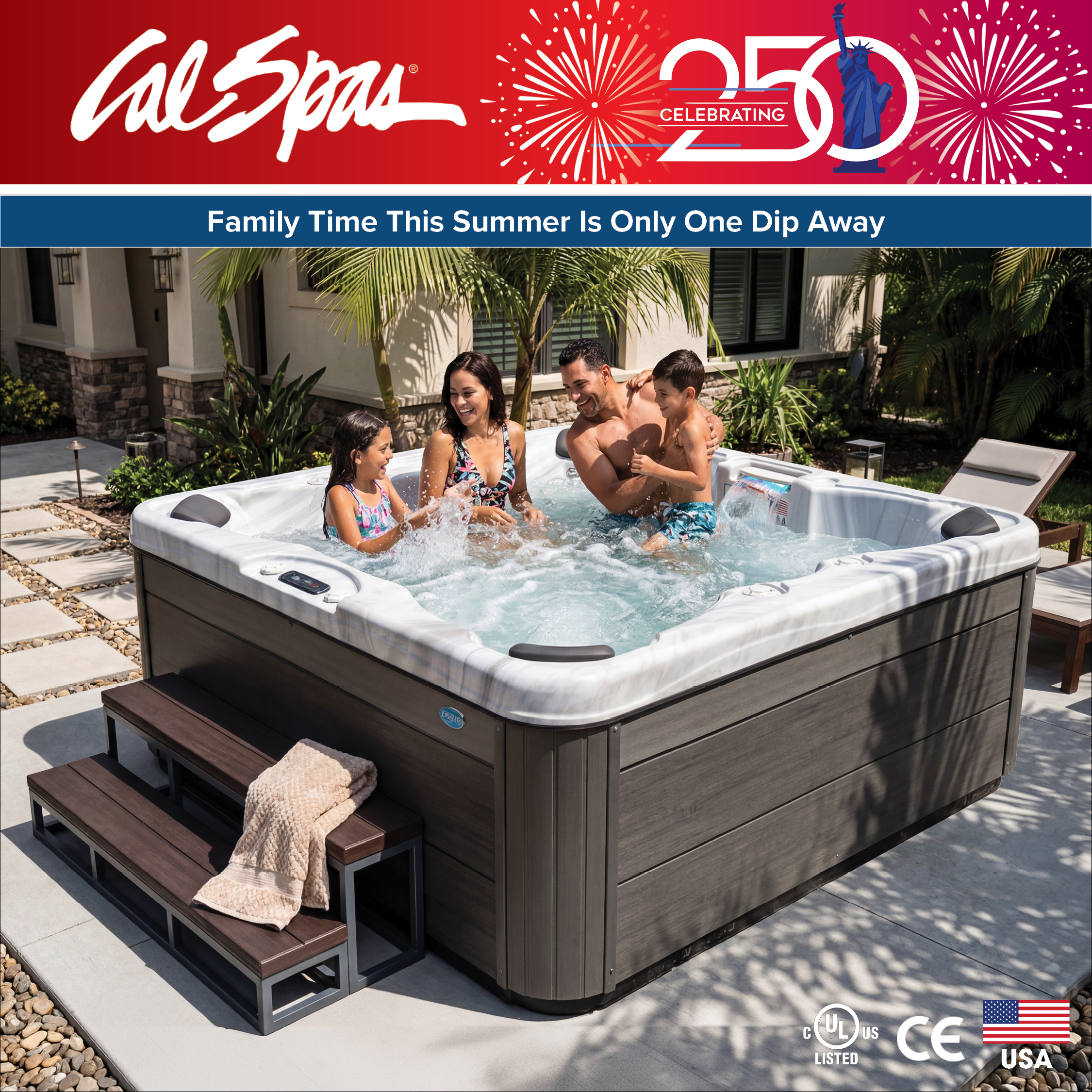 Calspas hot tub being used in a family setting - Fort Smith